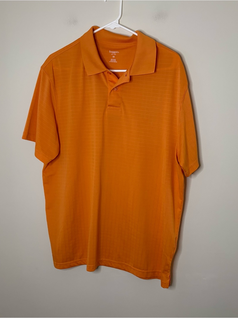 Haggar Men’s Large Orange Short Sleeve Polo Shirt Golf Work Octoberfest Fall